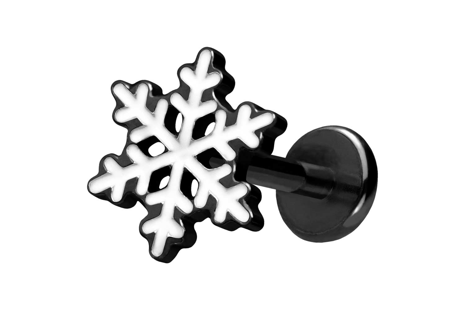 Titan Labret Piercing mit Push Fit SCHNEEFLOCKE